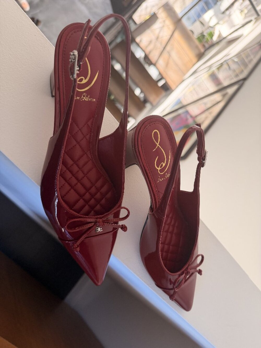 Sam Edelman Willette Slingback Heels — Deep Scarlet Patent — Size 7.5 (NEW)
